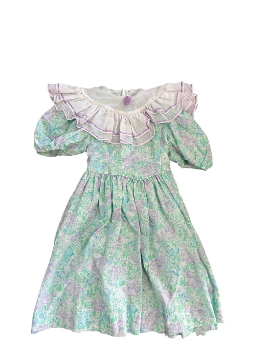 Vintage Other - Vintage 80s Ruth of Carolina Pastel Floral Dress with Ruffled Collar
